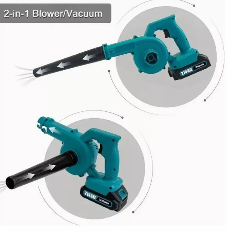 Бездротовий пилосос та повітродувка з двома акумуляторами 1300 мАг  3