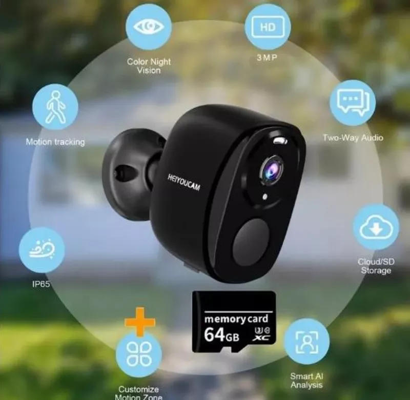 Сонячна Wi-Fi камера безпеки з прожектором,  сиреною та акумулятором 5000 мАг 5