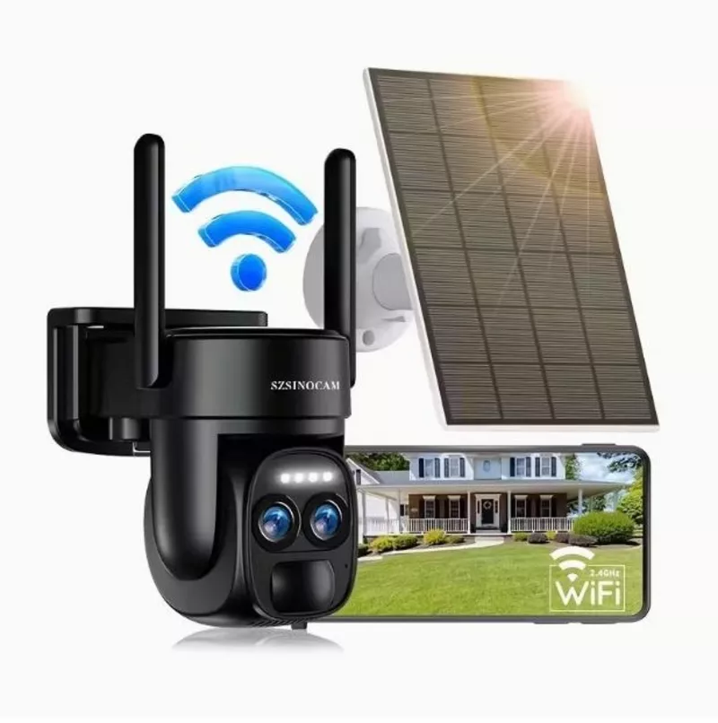 Сонячна Wi-Fi камера безпеки 1080p з кольоровим нічним баченням,  прожектором,  сиреною та двостороннім зв’язком 4