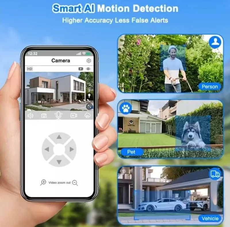 Сонячна Wi-Fi камера безпеки 1080p з кольоровим нічним баченням,  прожектором,  сиреною та двостороннім зв’язком 9