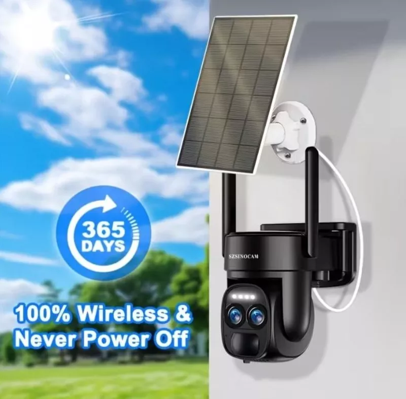 Сонячна Wi-Fi камера безпеки 1080p з кольоровим нічним баченням,  прожектором,  сиреною та двостороннім зв’язком