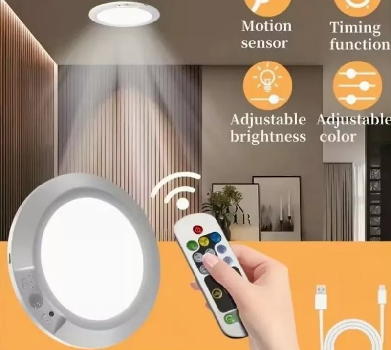 Розумний LED світильник з пультом, датчиком руху, акум 8000 мА.г 7