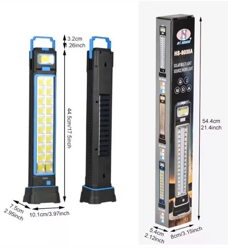 Багатофункціональний перезарядний робочий ліхтар із сонячною панеллю