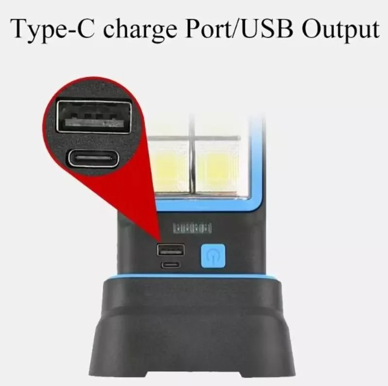 Багатофункціональний перезарядний робочий ліхтар із сонячною панеллю 7