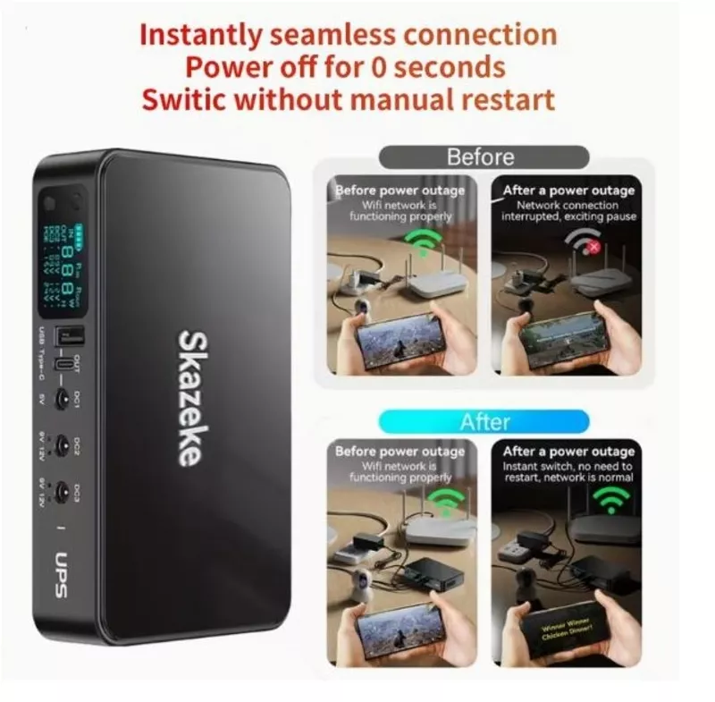 Міні UPS Skazeke 18000mAh з регульованою напругою та вбудованиним б/ж 2