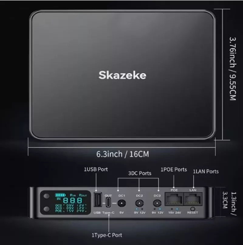 Міні UPS Skazeke 18000mAh з регульованою напругою та вбудованиним б/ж 3