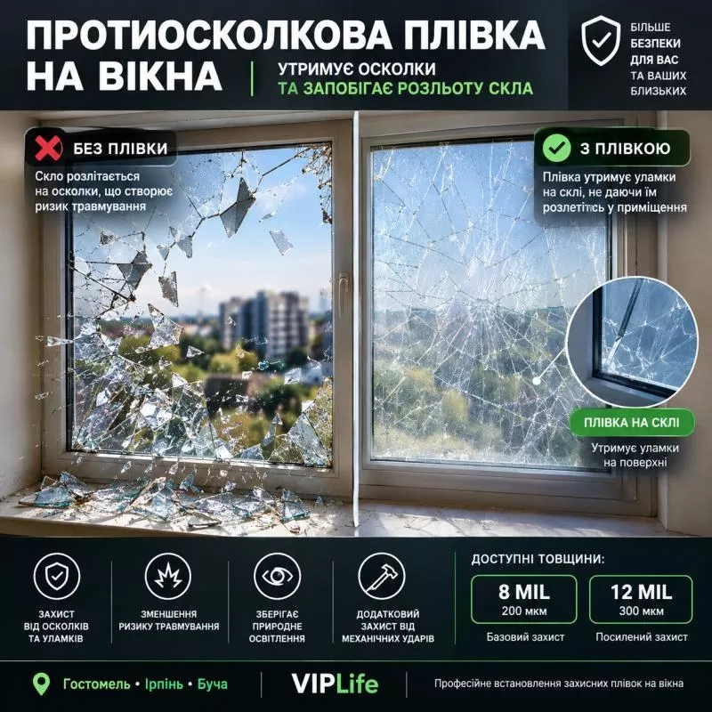Бронеплівка на вікна від вибухової хвилі: Ірпінь, Буча 6